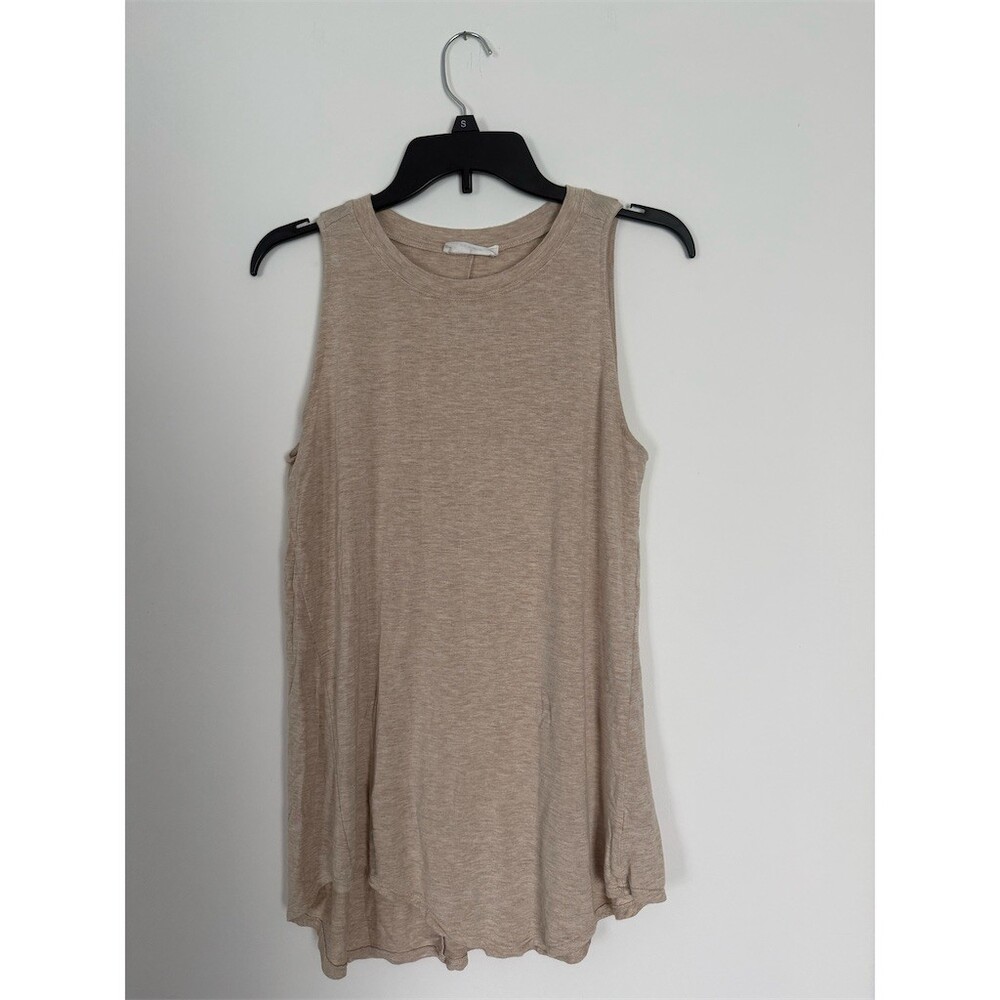 Zenana Tunic Tank Top Womens Size S Oatmeal Beige Sleeveless Swing Flowy